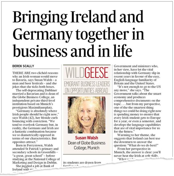 Globe College Dean Interview, Irish Times Newspaper
