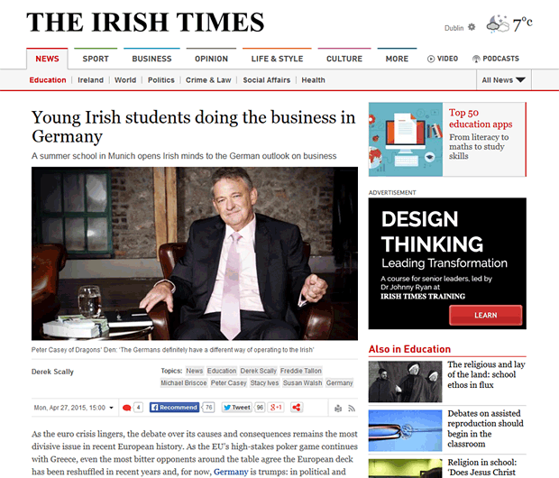 Peter Casey Interview, Irish Times